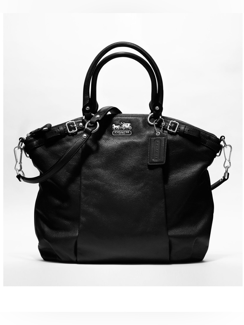 Coach Madison Sophia soft Black Leather Tote shoulder bag silver tone hardware - Picture 3 of 16